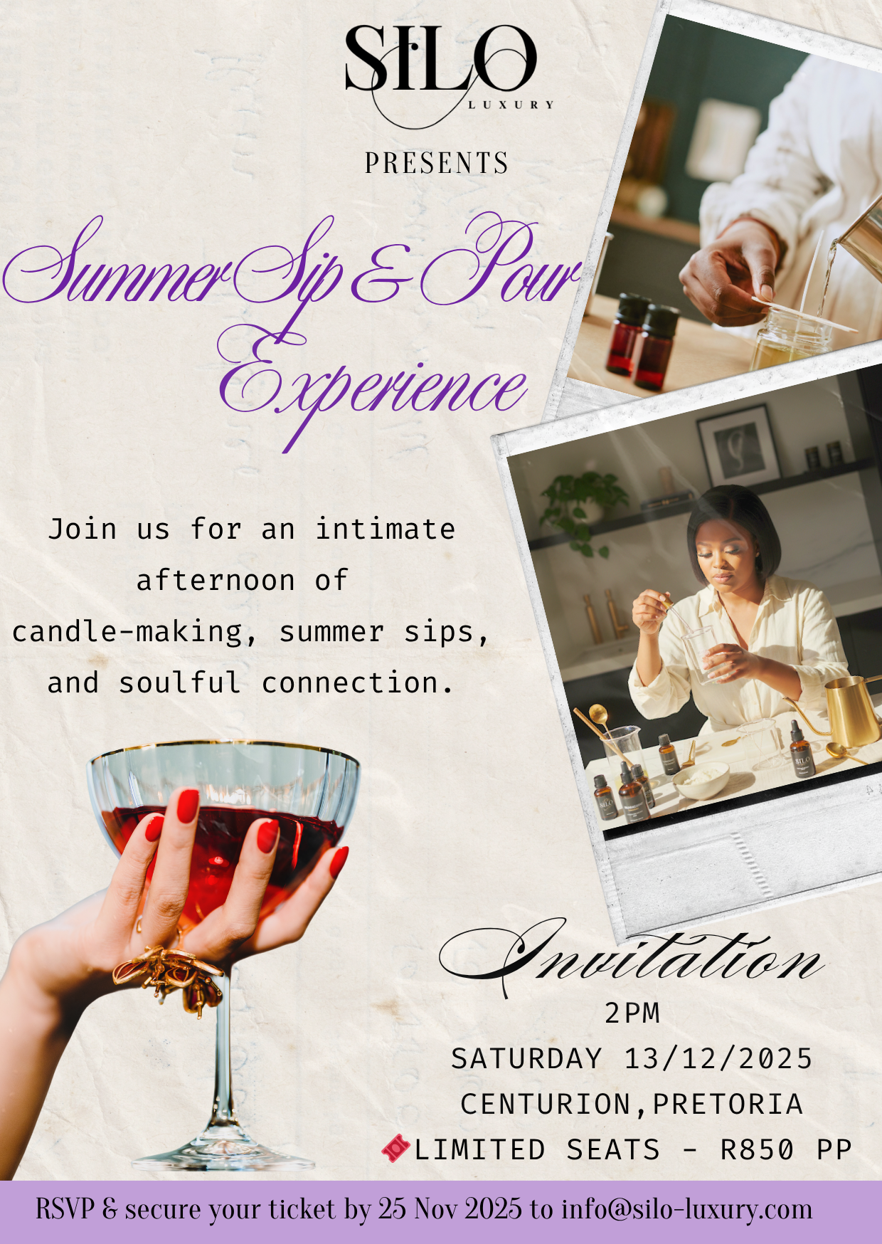 The Summer Sip & Pour Experience - Candlemaking Masterclass